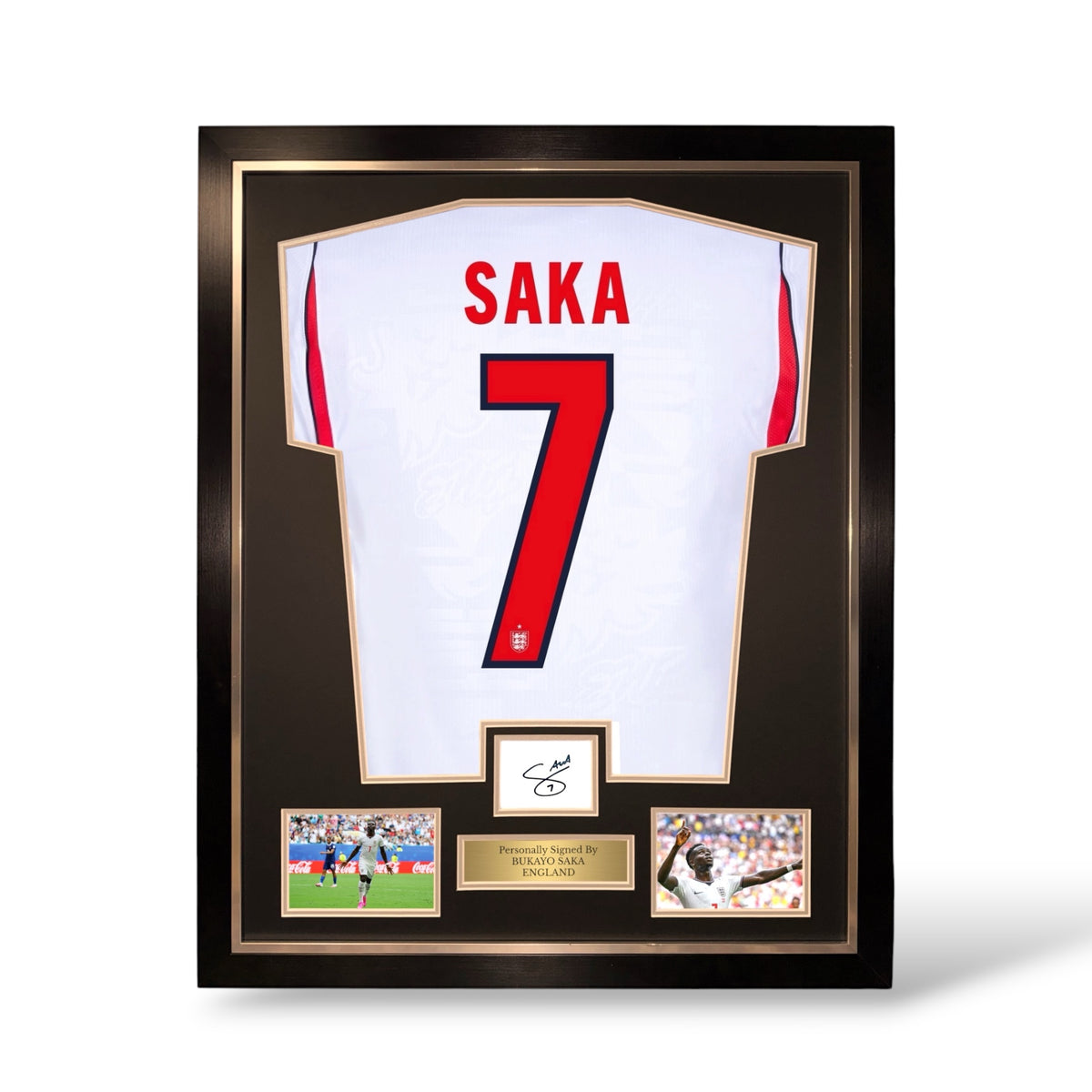 Bukayo Saka Signed Card/ England World Cup 2026 Home Shirt- Deluxe Framed