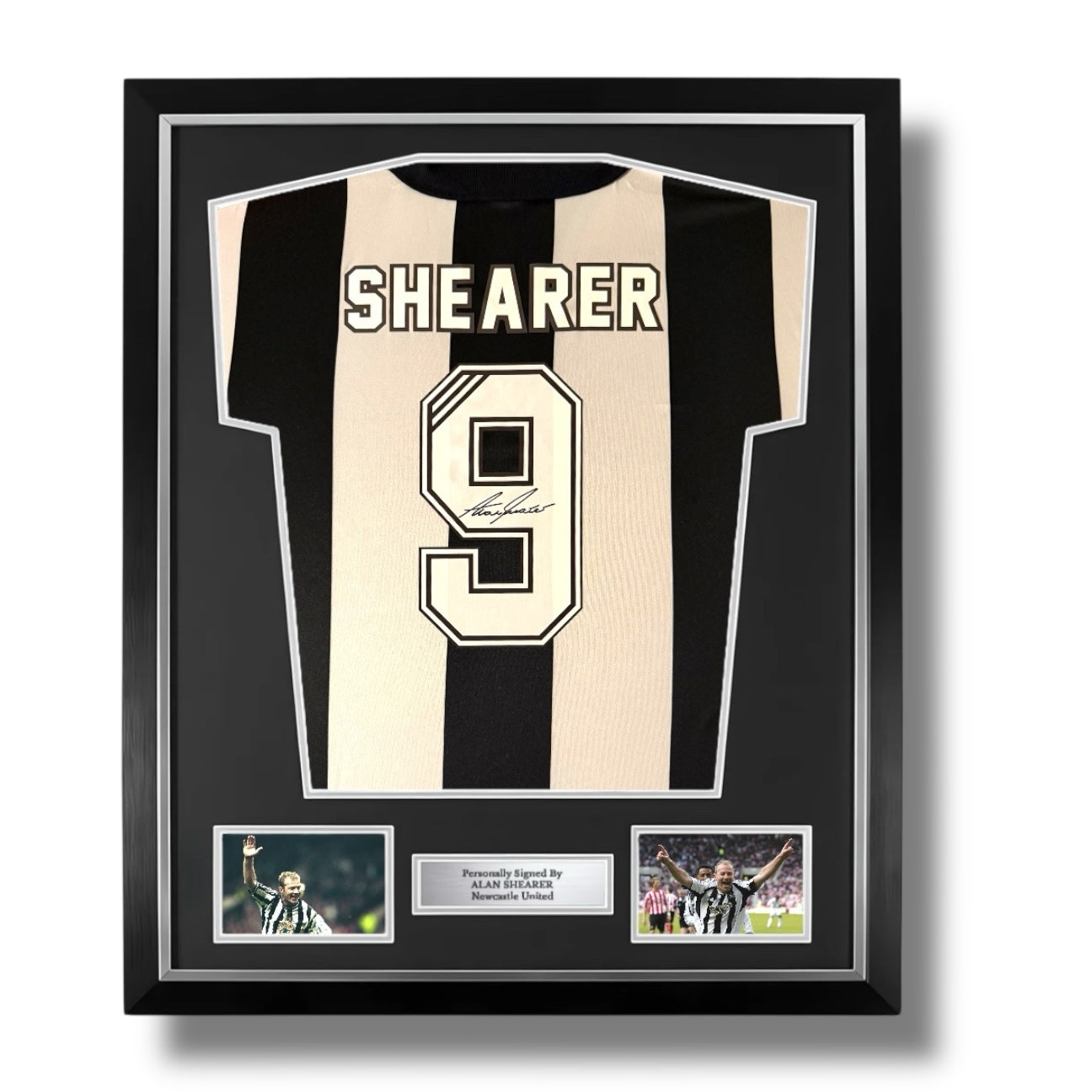 Alan Shearer Signed Newcastle United Retro Shirt- Deluxe Framed