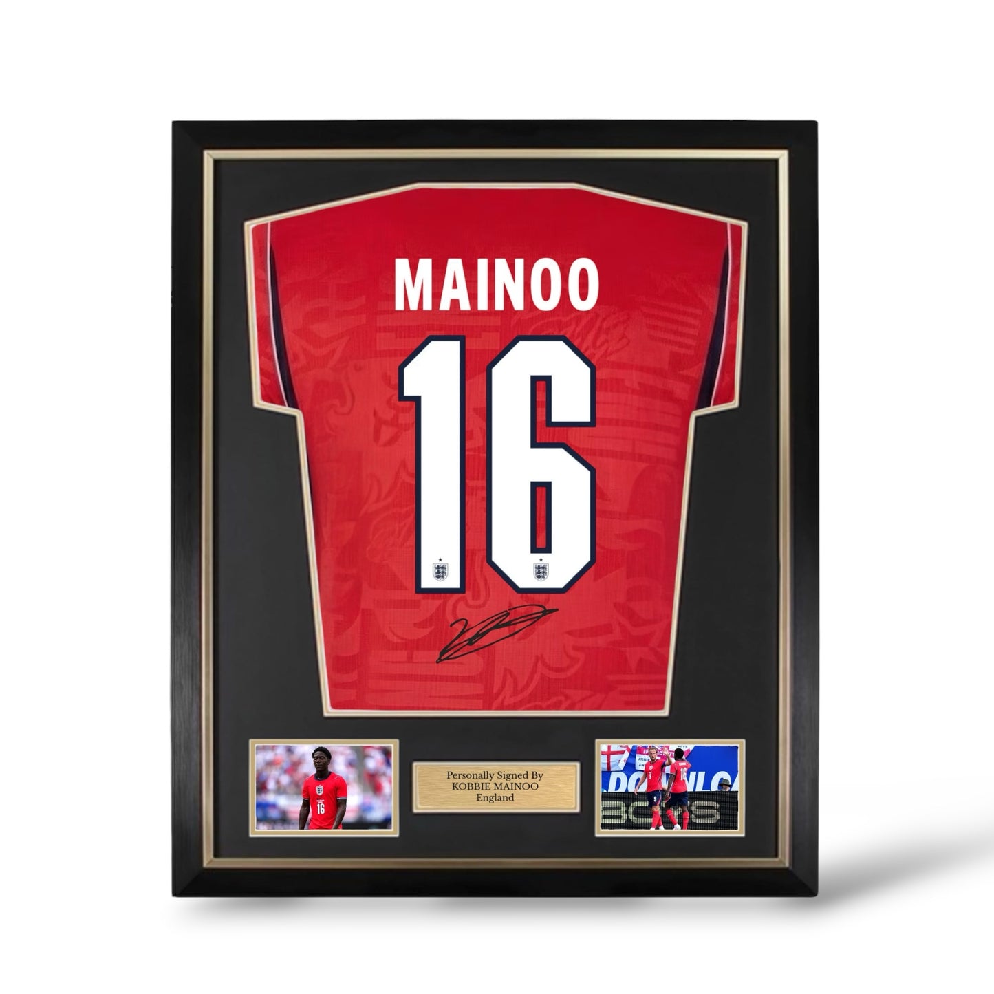 Kobbie Mainoo Signed England World Cup 2026 Away Shirt- Deluxe Framed