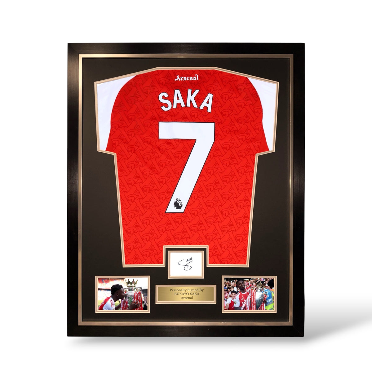 Bukayo Saka Signed Card/ Arsenal 2025/26 Home Shirt- Deluxe Framed