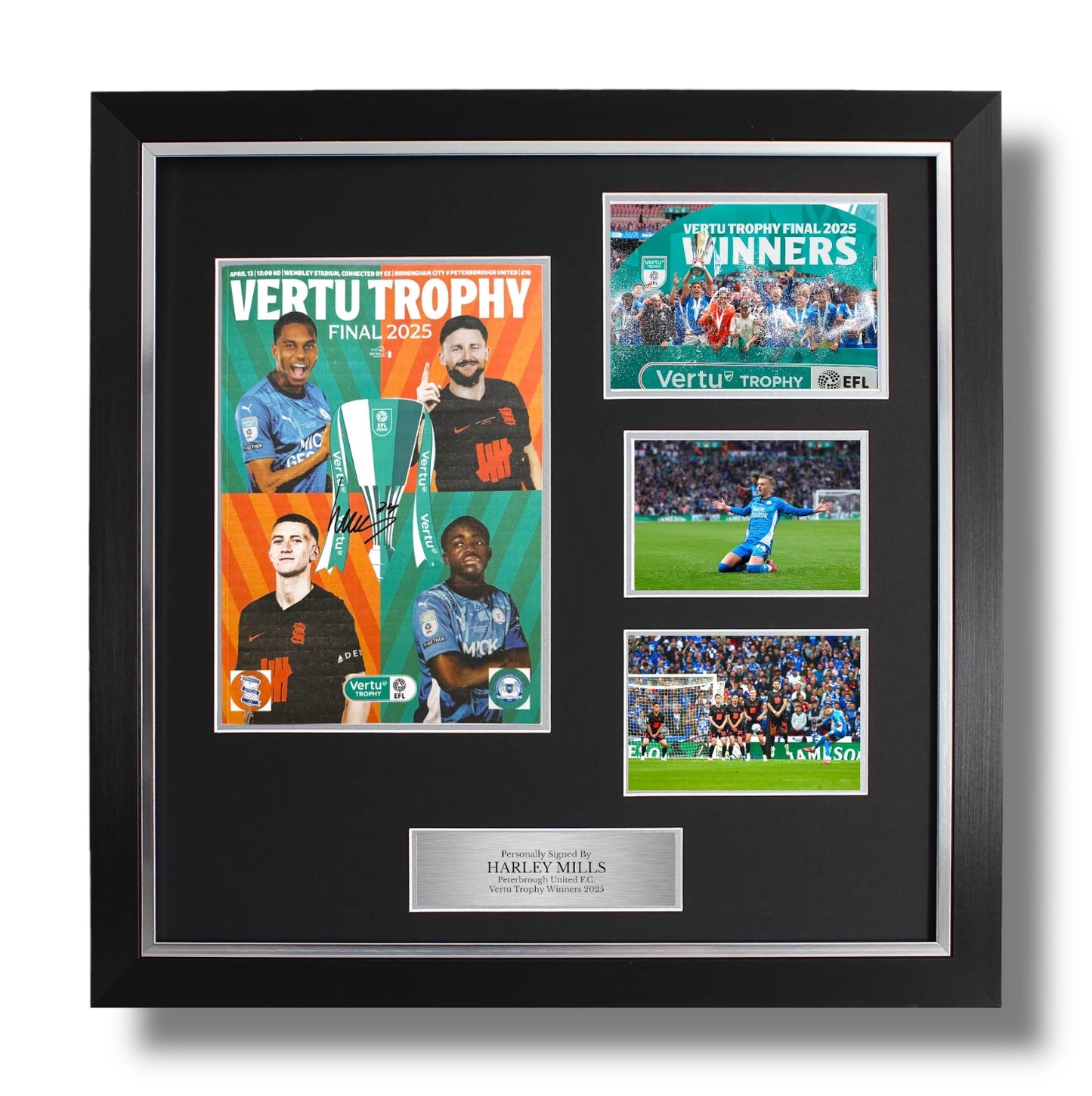 Harley Mills Signed Birmingham v Peterborough Vertu Trophy Final Programme- Deluxe Framed
