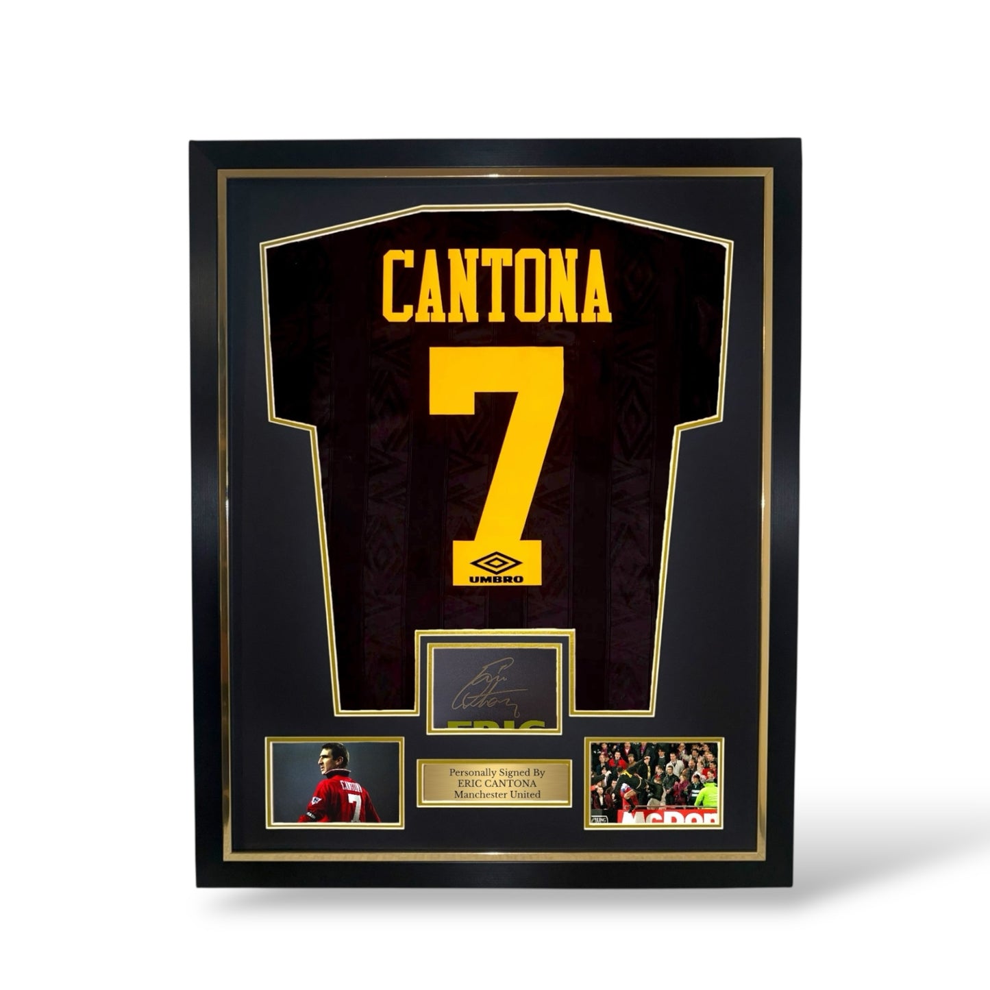 Eric Cantona Signed Cut/ Man United 1993-95 Away Shirt- Deluxe Framed