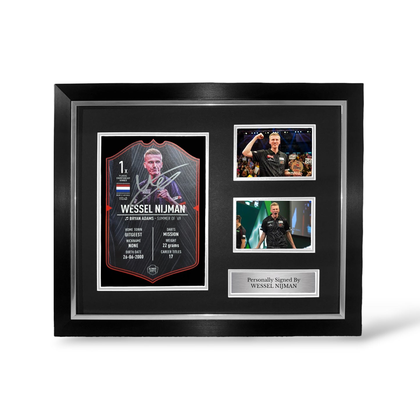 Wessel Nijman Signed Ultimate Darts Card- Deluxe Framed