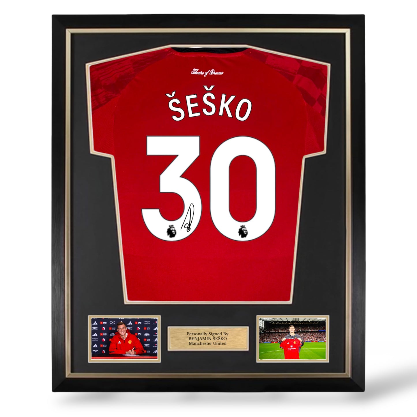 Benjamin Sesko Signed Manchester United 2025/26 Home Shirt- Deluxe Framed
