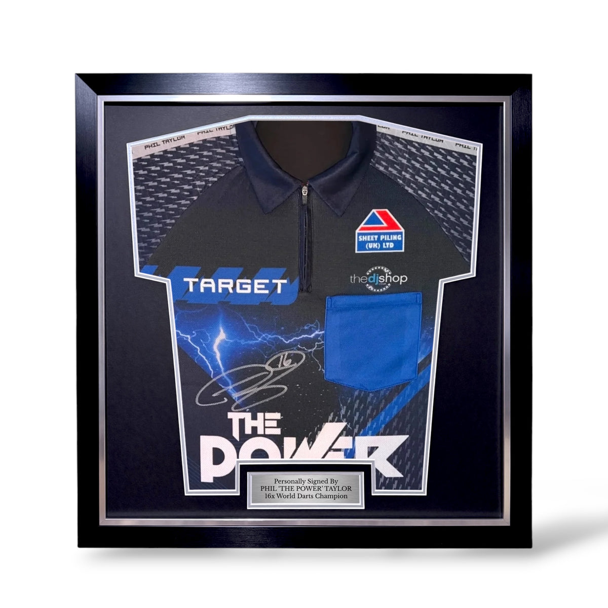 Phil Taylor Signed 2025 Target Darts Shirt- Simple Deluxe Framed
