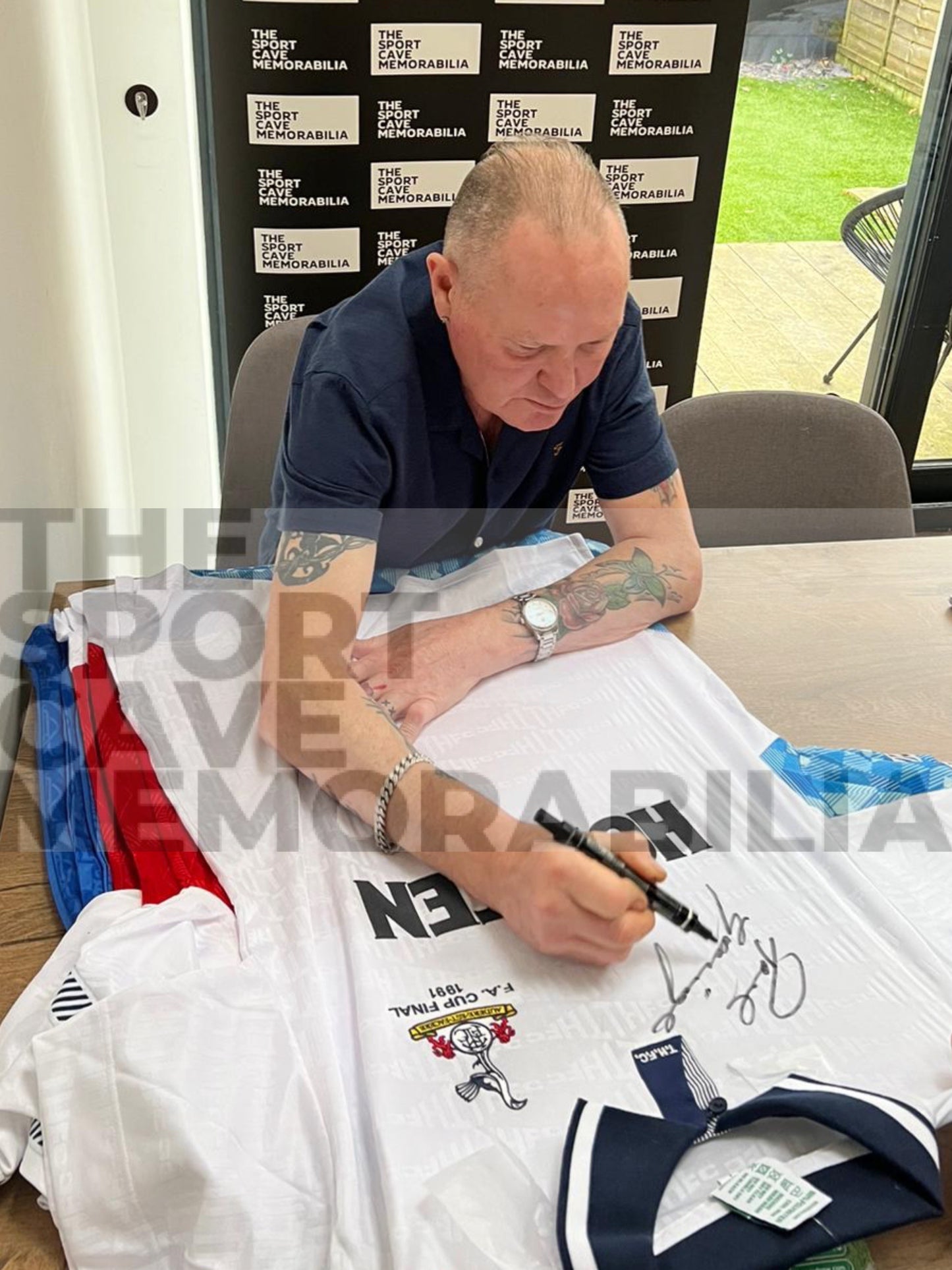 Paul Gascoigne ‘Gazza’ and Gary Lineker Dual Signed Official Score Draw Retro Tottenham 1991 FA Cup Final Shirt