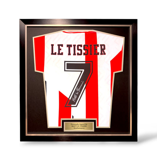 Matt Le Tissier Signed Southampton 1993-95 Home Shirt- Simple Deluxe Framed