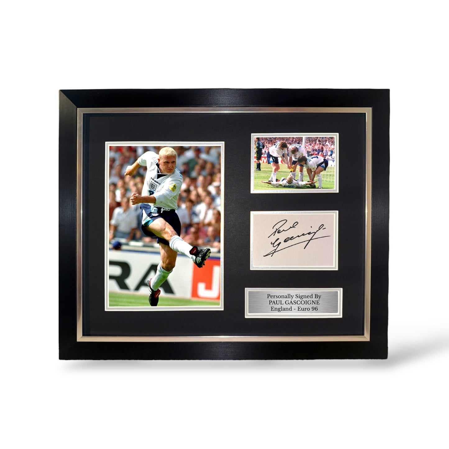 Paul Gascoigne Signed England Euro 96 Montage- Deluxe Framed