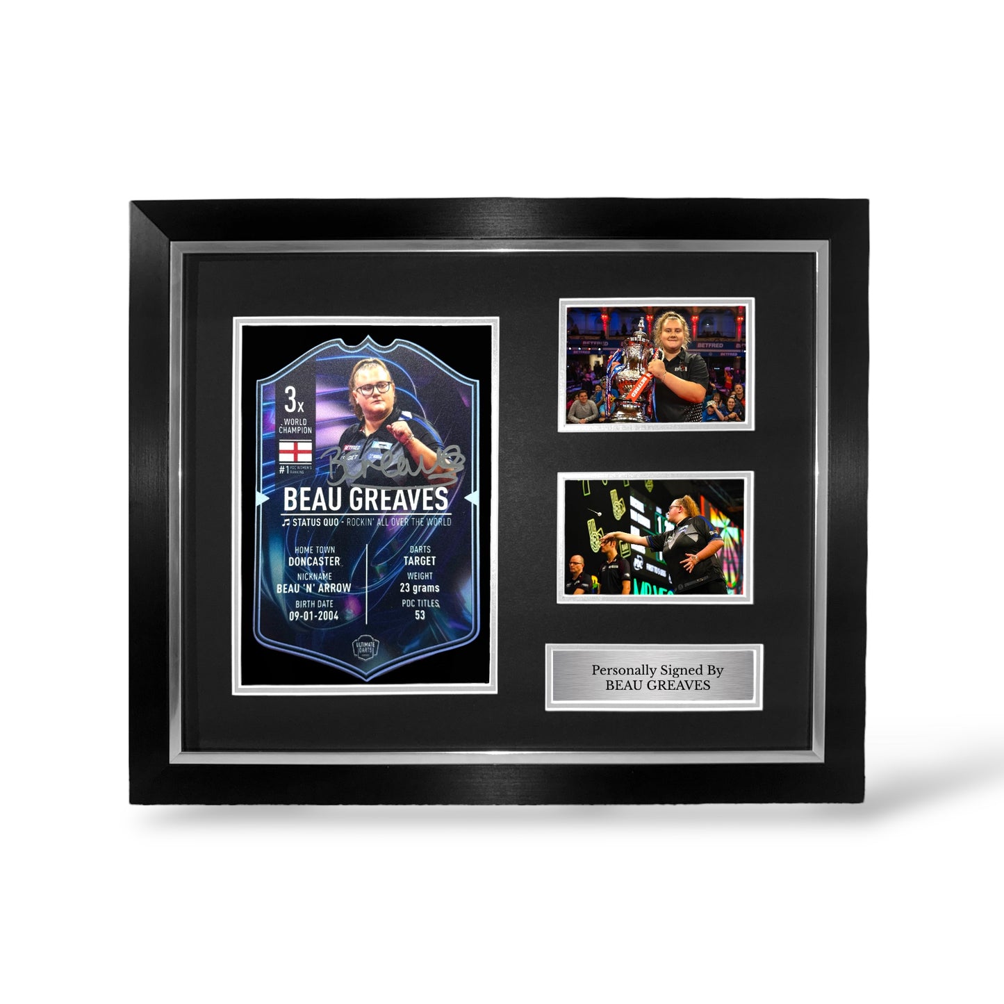 Beau Greaves Signed Ultimate Darts Card- Deluxe Framed
