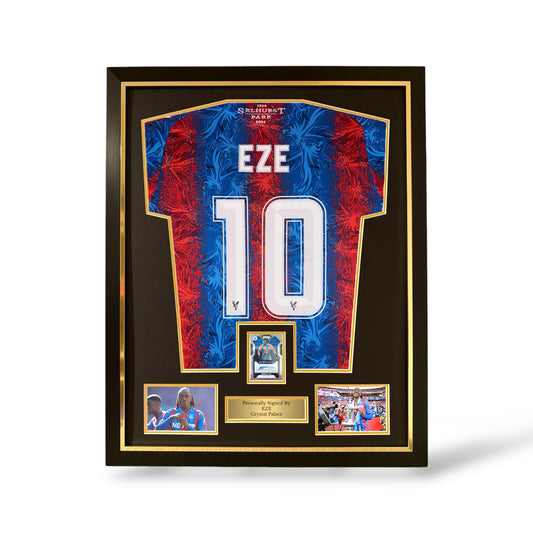 Eberechi Eze Signed Panini Auto Card/ Crystal Palace 2024/25 Home Shirt- Deluxe Framed