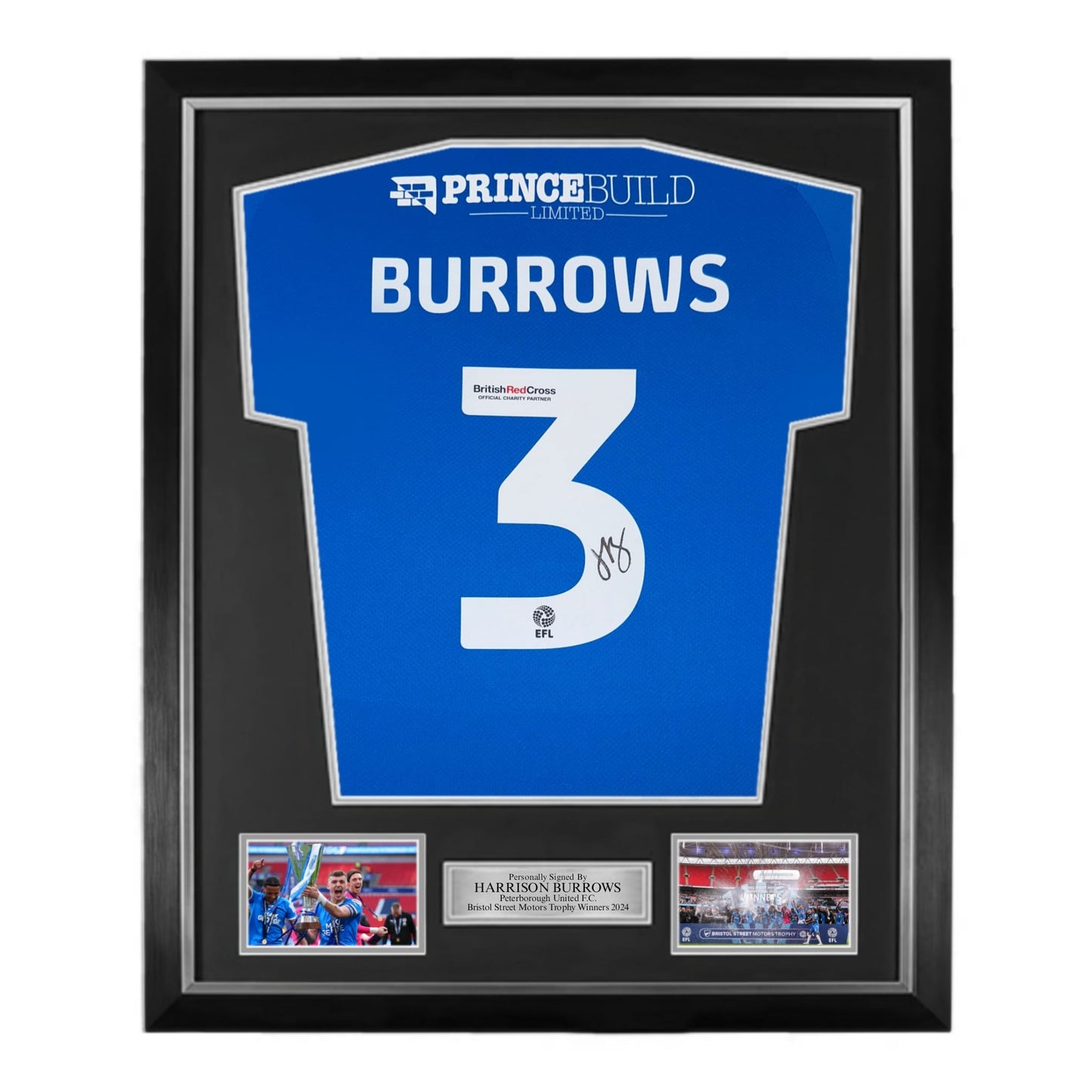 Harrison Burrows Signed Peterborough United 2023/24 Home Shirt- Deluxe Framed