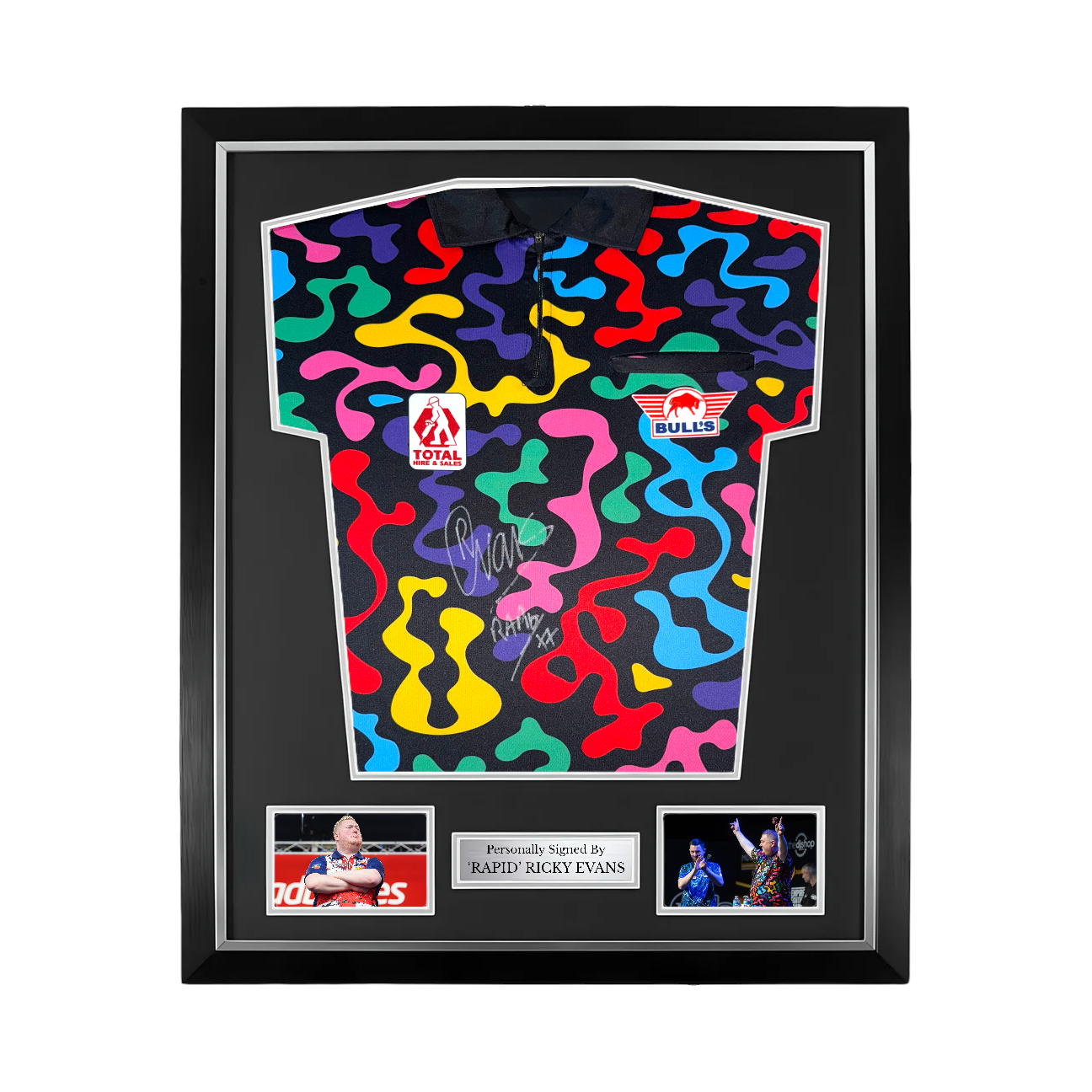‘Rapid’ Ricky Evans Front Signed Darts Shirt (2025 Edition)- Deluxe Framed