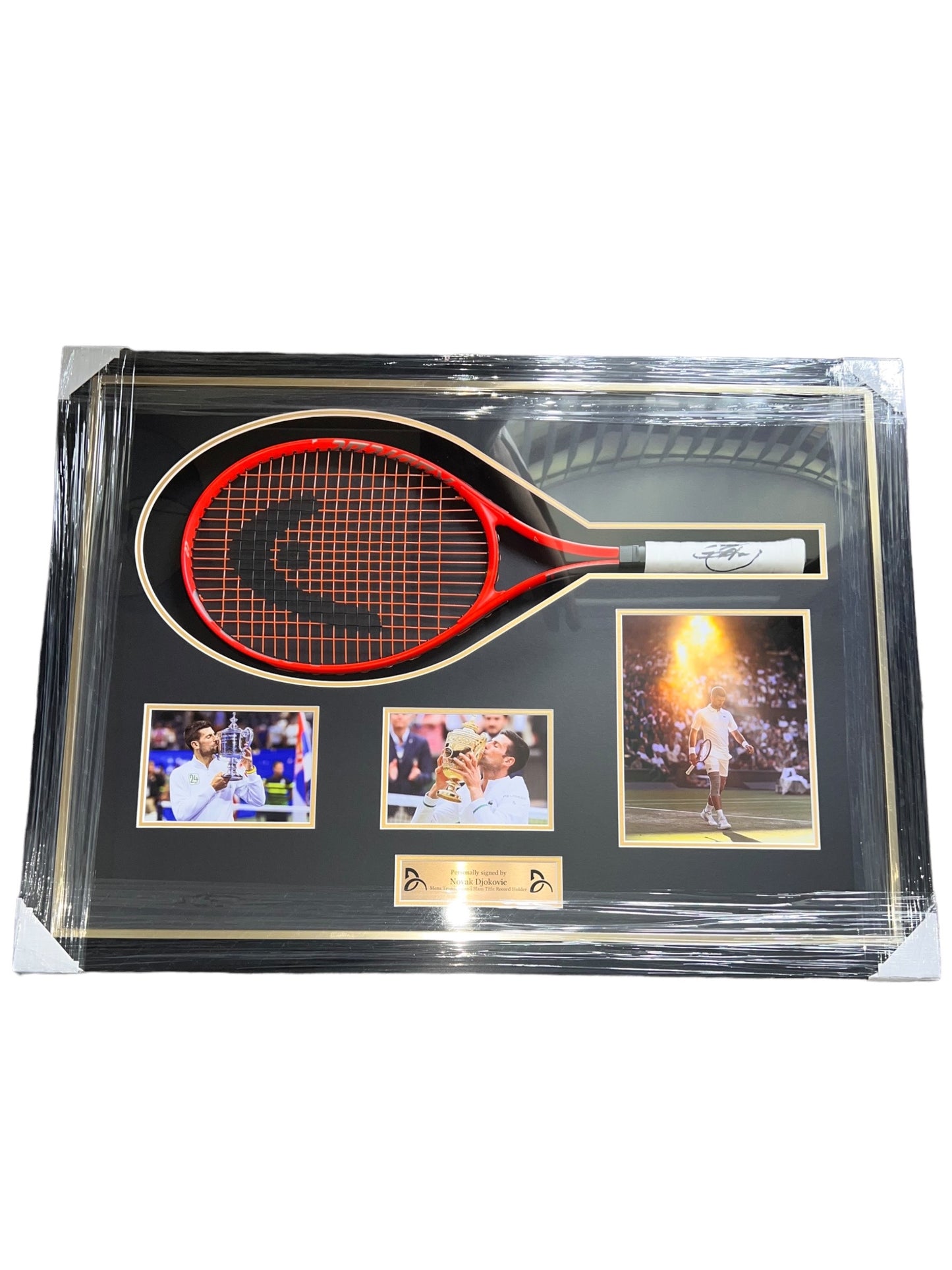 Novak Djokovic Signed Head Tennis Racket- Deluxe Framed