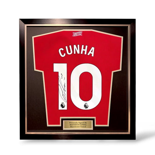Matheus Cunha Signed Manchester United 2026/27 Home Shirt- Simple Deluxe Framed
