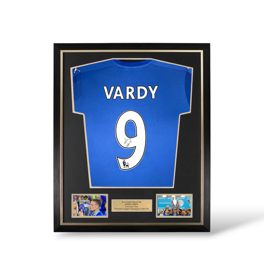 Jamie Vardy Signed Leicester City 2015/16 Home Shirt- Deluxe Framed