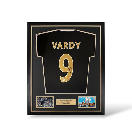 Jamie Vardy Signed Leicester City 2015/16 Away Shirt- Deluxe Framed