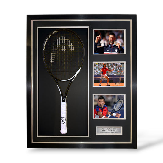 Novak Djokovic Signed Head Speed Novak S Tennis Racket/ Olympic Champion- Deluxe Framed