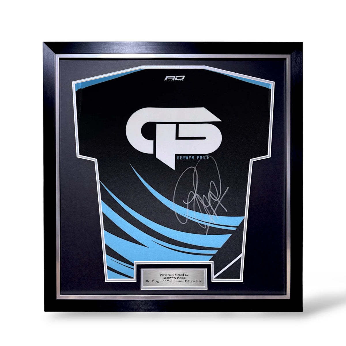 Gerwyn Price Signed Official Red Dragon 50 Years Anniversary Shirt- Simple Deluxe Framed
