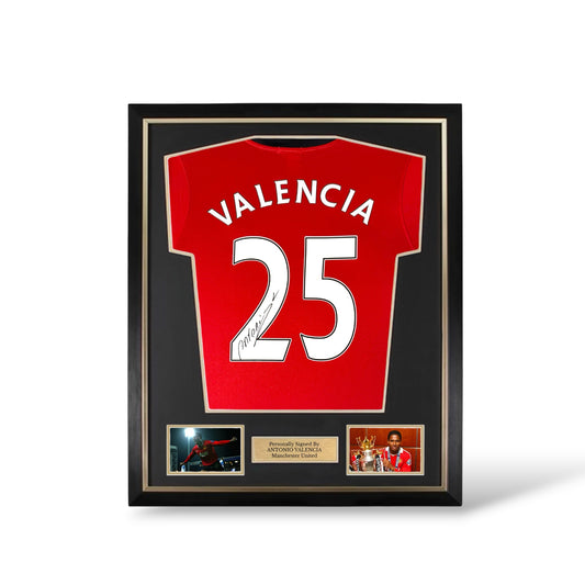 Antonio Valencia Signed Manchester United 2009/10 Home Shirt- Deluxe Framed
