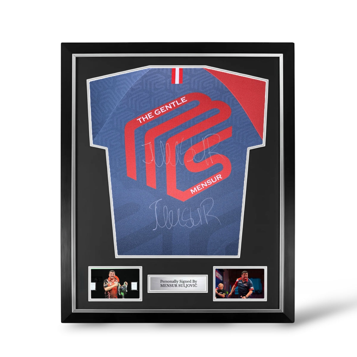 Mensur Suljovic Signed Official Darts Shirt- Deluxe Framed