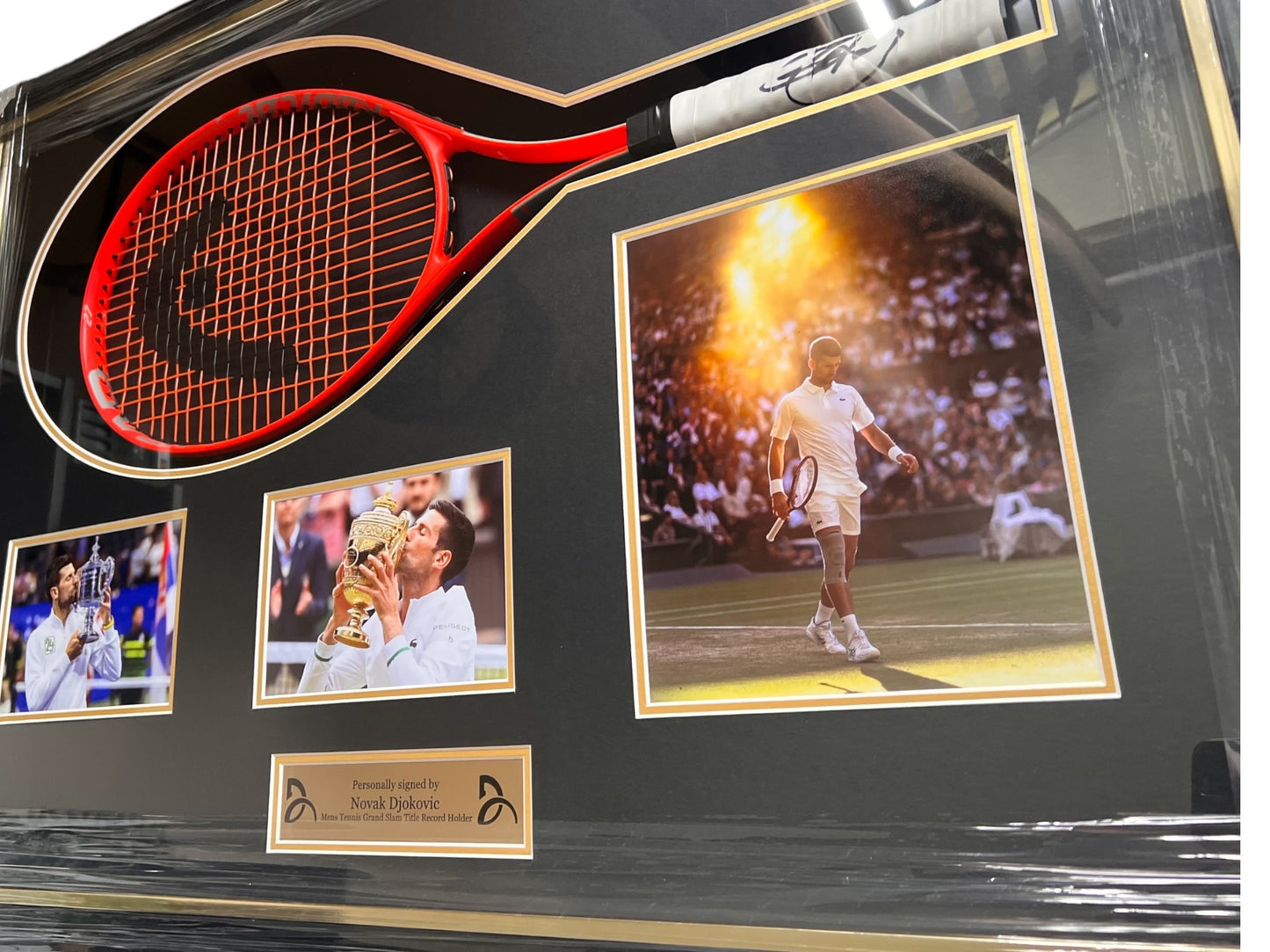 Novak Djokovic Signed Head Tennis Racket- Deluxe Framed