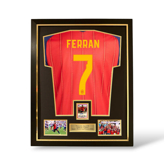 Ferran Torres Signed Official Panini Donruss Auto Card/ Spain World Cup 2026 Home Shirt- Deluxe Framed