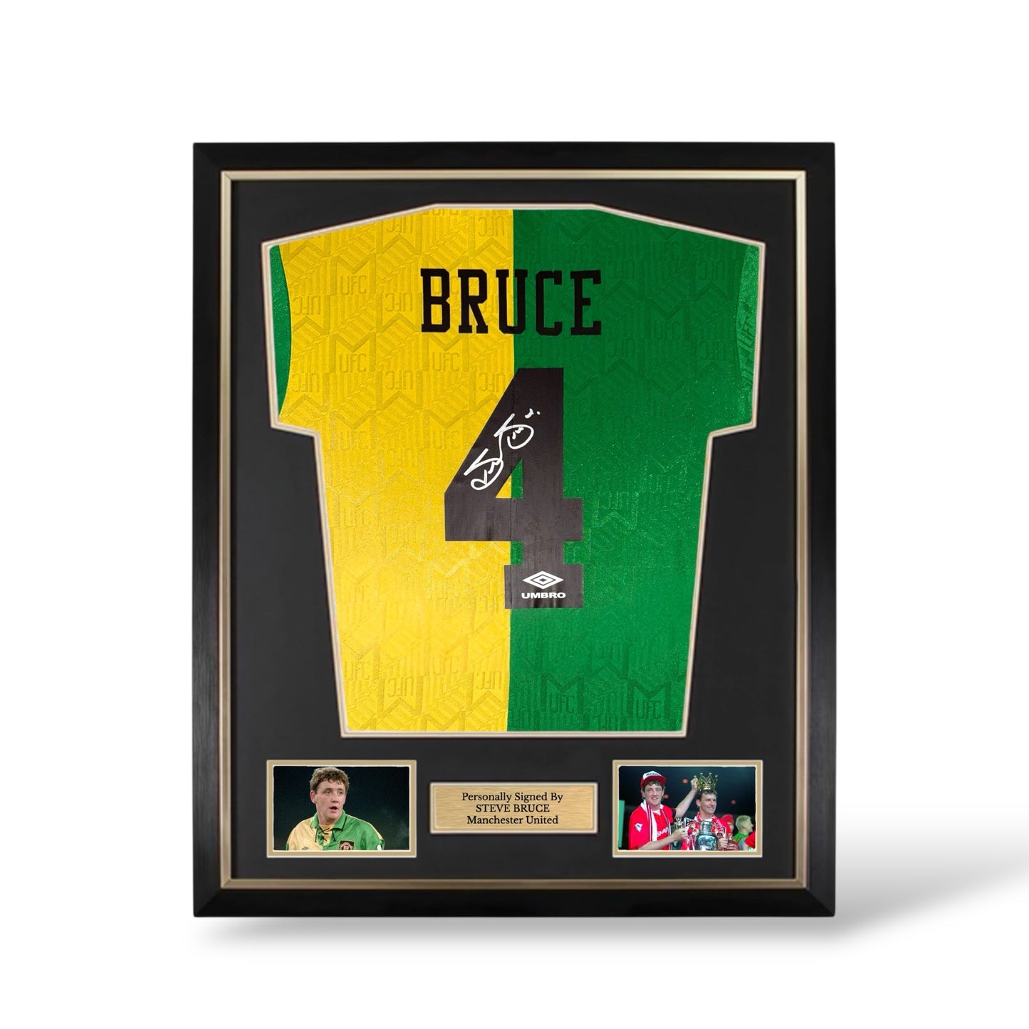 Steve Bruce Signed Manchester United 1992-1994 Third Shirt- Deluxe Framed
