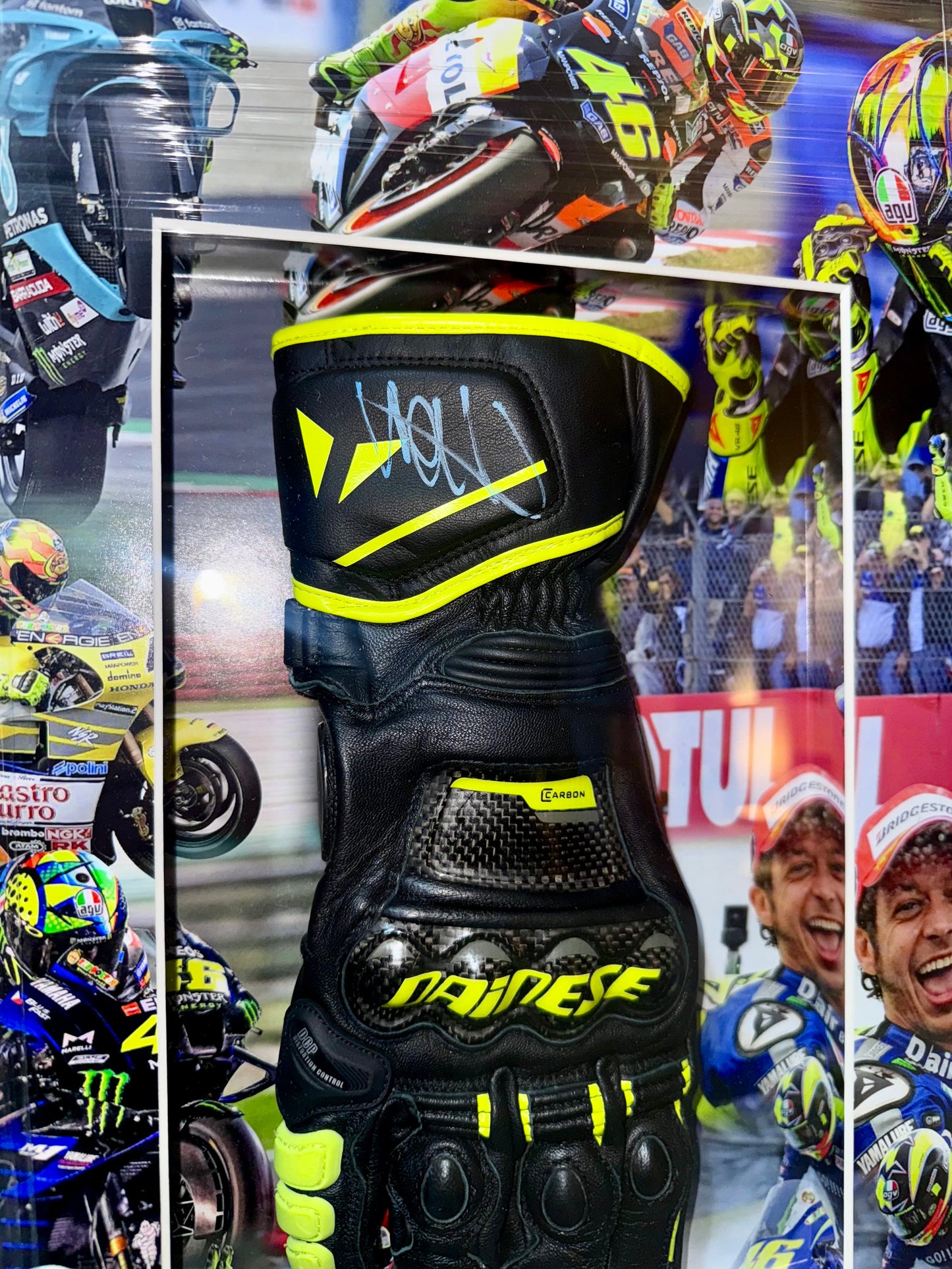 Valentino Rossi Signed Dainese Glove- Deluxe Framed