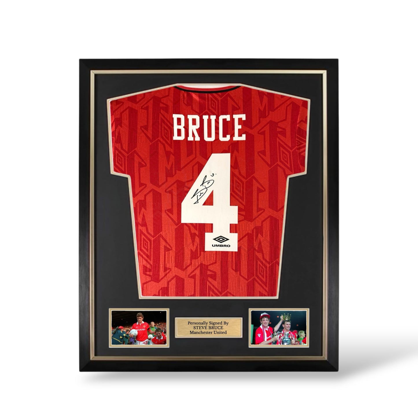Steve Bruce Signed Manchester United 1992-1994 Home Shirt- Deluxe Framed