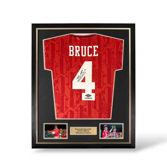 Steve Bruce Signed Manchester United 1992-1994 Home Shirt- Deluxe Framed