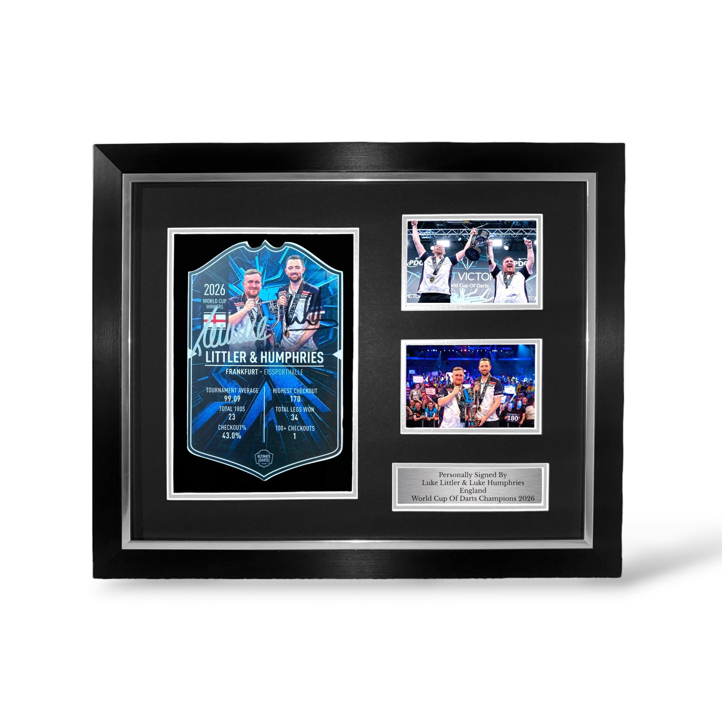 Luke Humphries and Luke Littler Signed England World Cup Of Darts 2026 Ultimate Darts Card- Deluxe Framed
