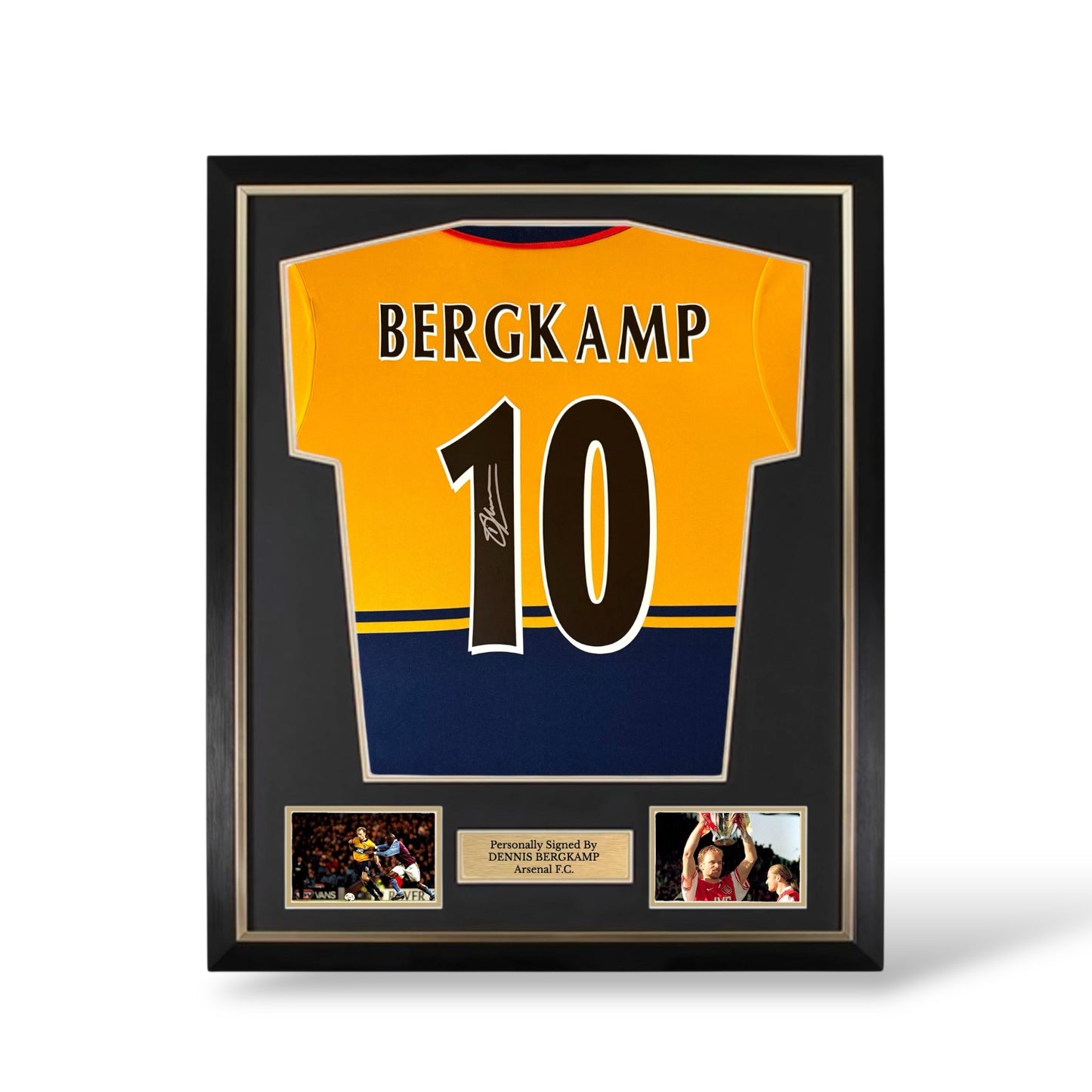 Dennis Bergkamp Signed Arsenal 1997-99 Away Shirt- Deluxe Framed