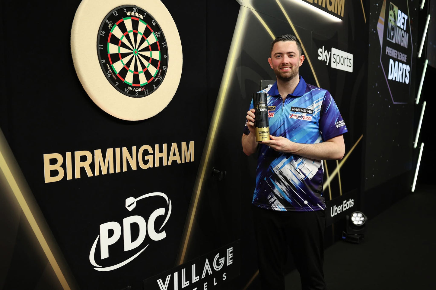 Luke Humphries MATCH WORN Signed 2026 Premier League Night 15 Birmingham Shirt