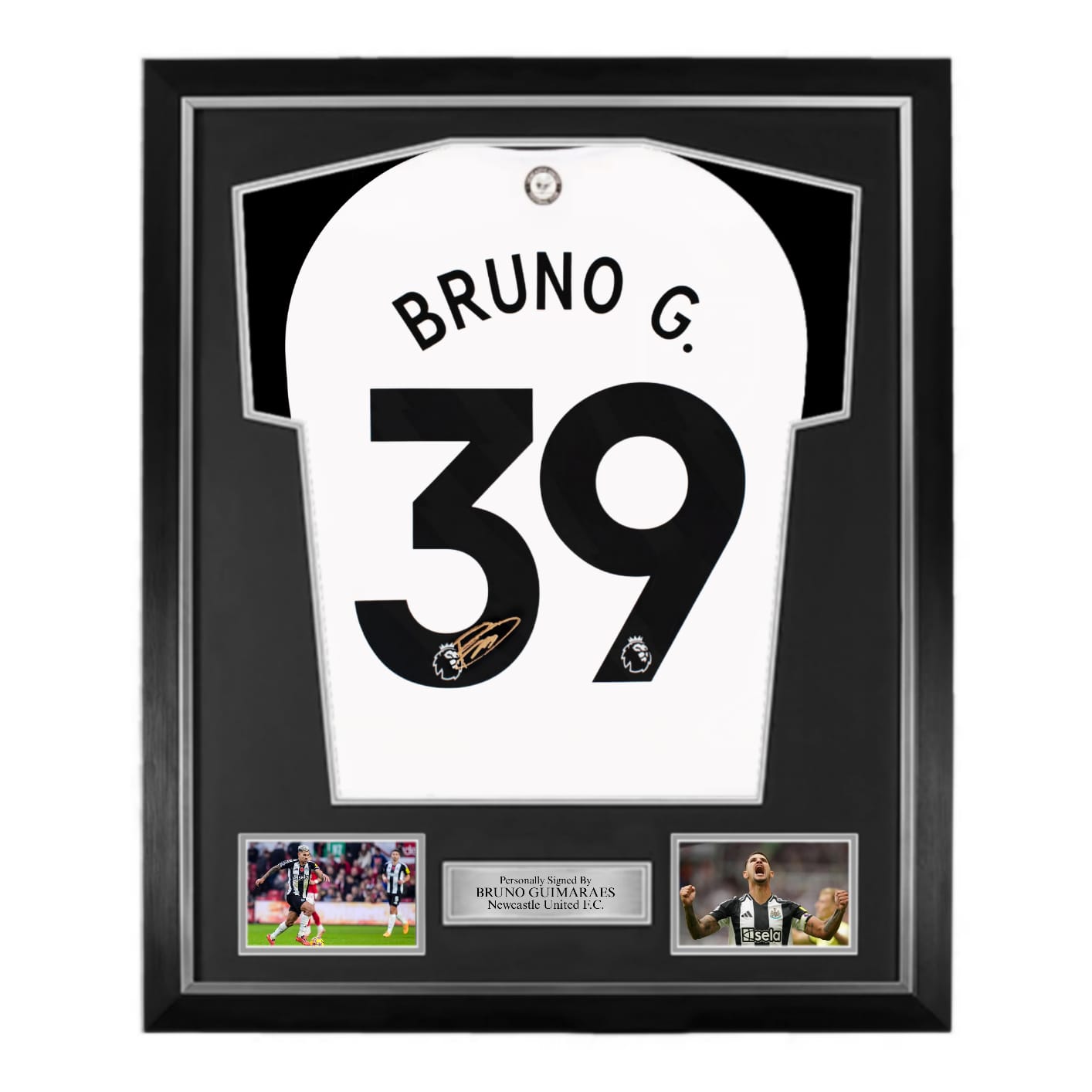 Bruno Guimarães Signed Newcastle United 24/25 Home Shirt- Deluxe Framed