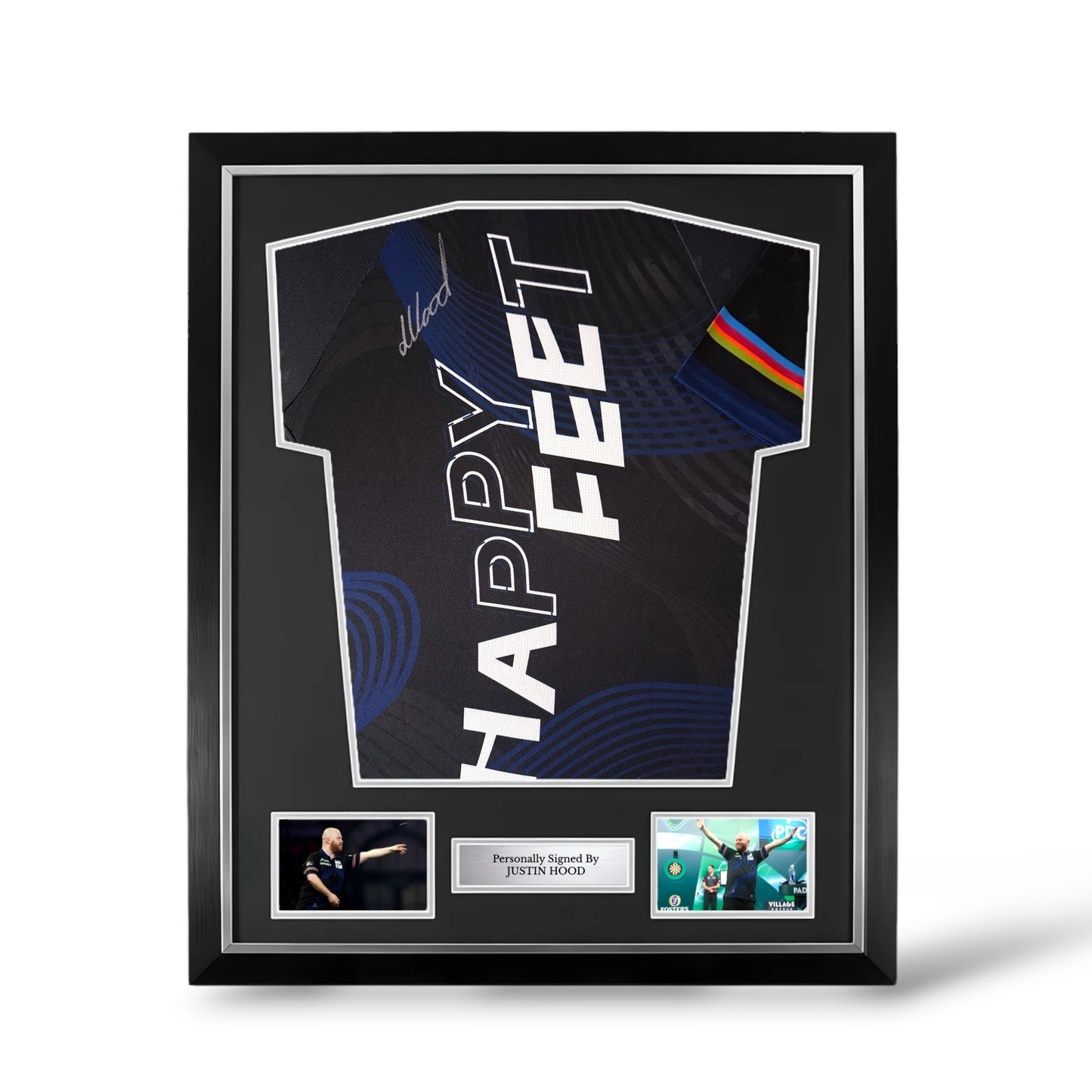 Justin Hood Signed Official Target Darts Match Issued Shirt- Deluxe Framed