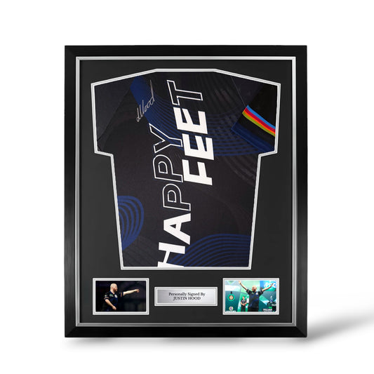Justin Hood Signed Official Target Darts Match Issued Shirt- Deluxe Framed