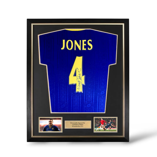Vinnie Jones Signed Wimbledon 1997-98 Home Shirt- Deluxe Framed