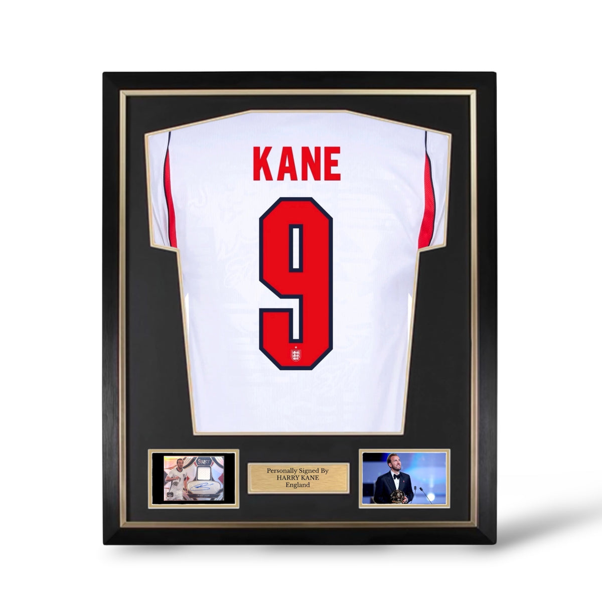 Harry Kane Signed Official Panini Select Auto Card/ England World Cup 2026 Home Shirt- Deluxe Framed