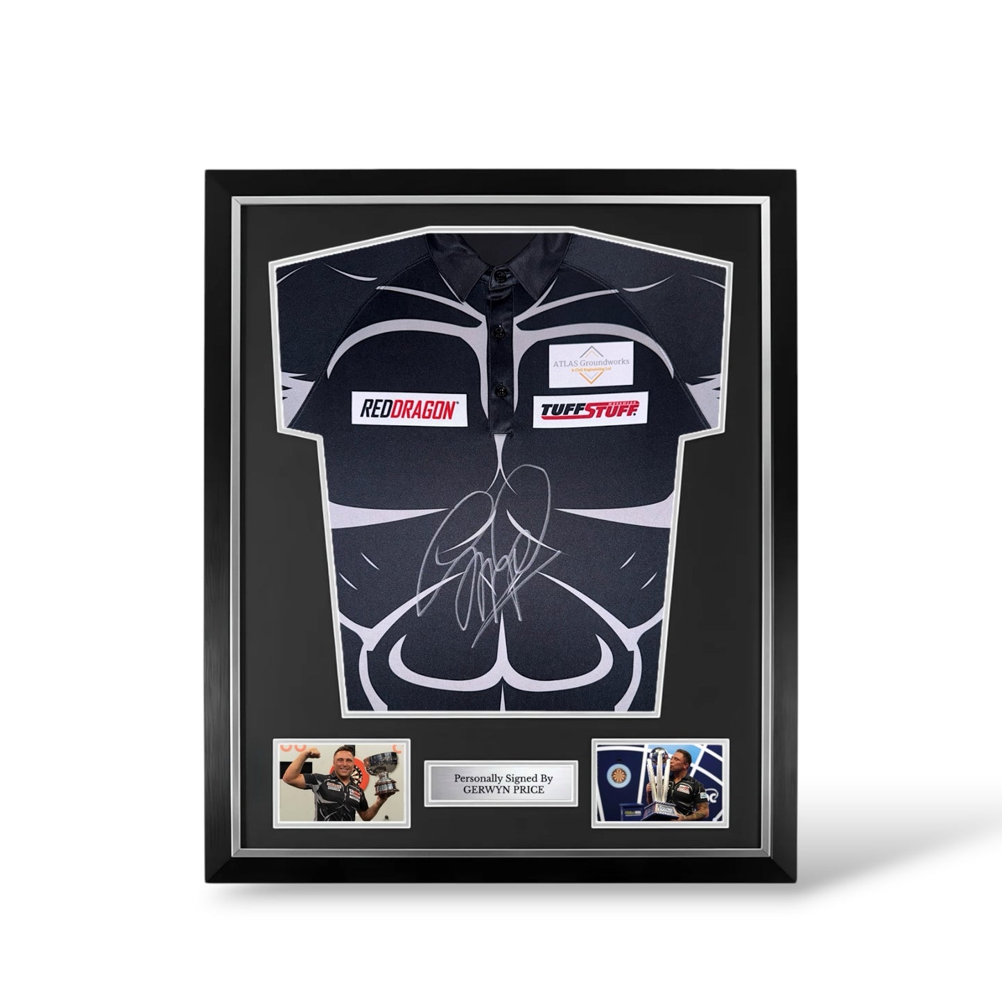 Gerwyn Price Signed Black Shirt- Deluxe Framed