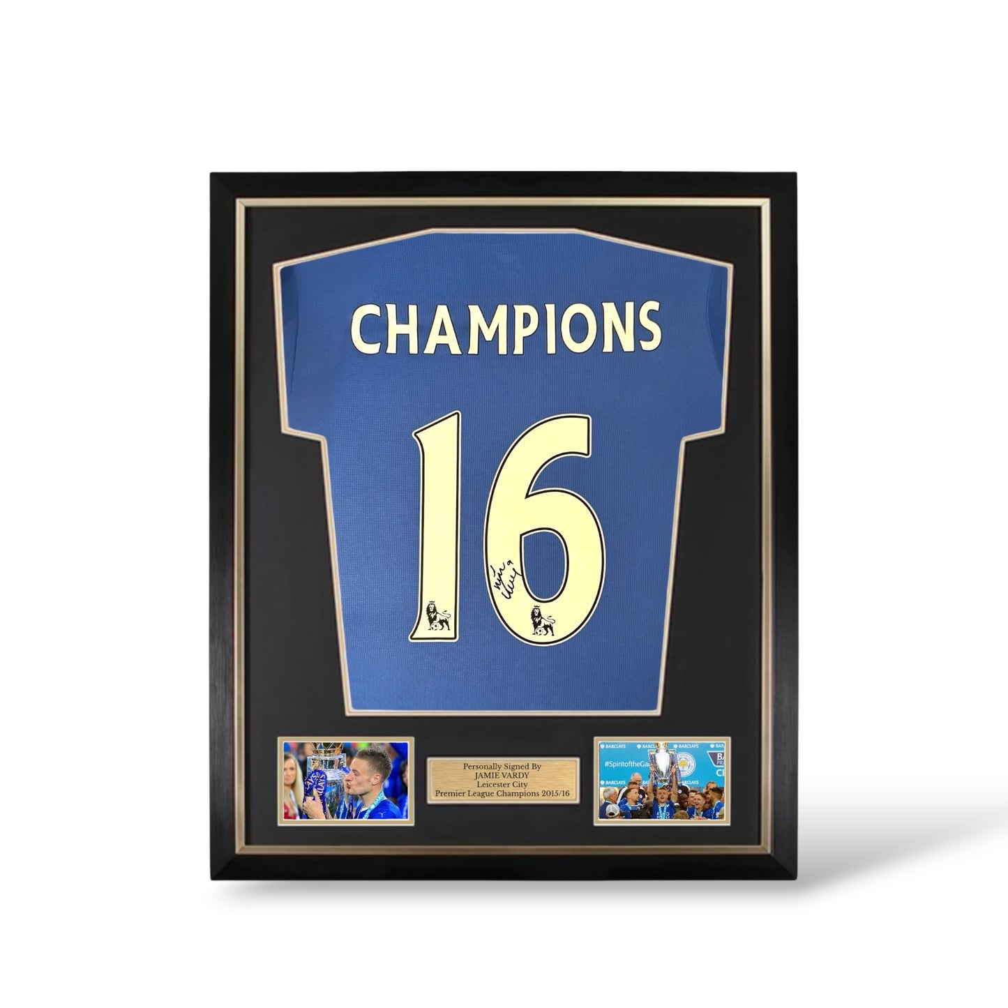 Jamie Vardy Signed Leicester City 2015/16 Champions Home Shirt- Deluxe Framed