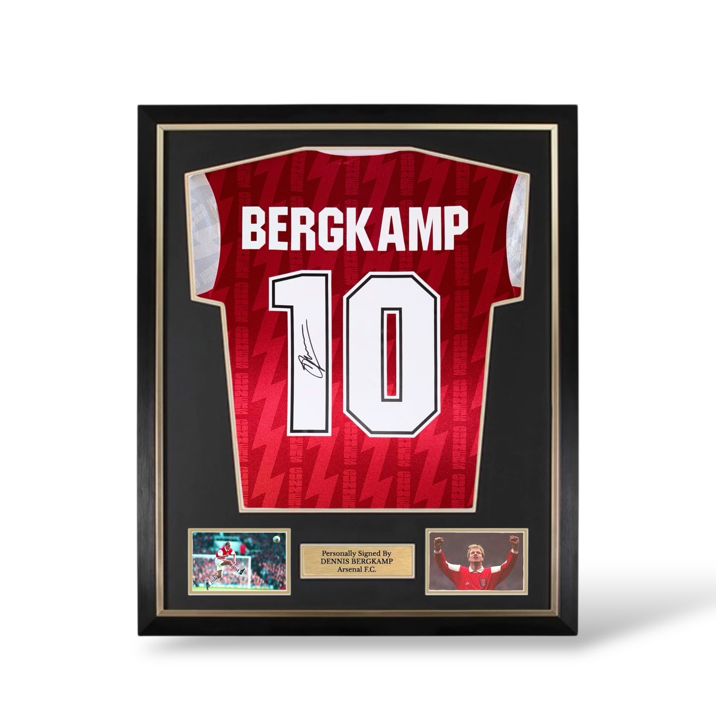Dennis Bergkamp Signed Arsenal 1994-96 Debut Home Shirt- Deluxe Framed