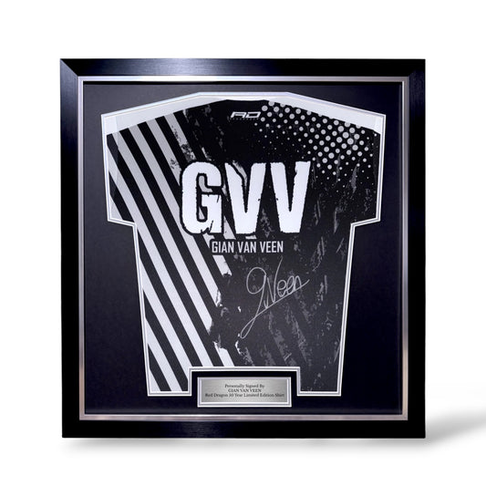 Gian Van Veen Signed Official Red Dragon 50 Years Anniversary Shirt- Simple Deluxe Framed