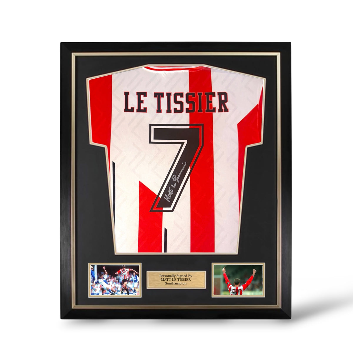 Matt Le Tissier Signed Southampton 1993-95 Home Shirt- Deluxe Framed