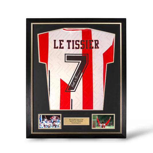 Matt Le Tissier Signed Southampton 1993-95 Home Shirt- Deluxe Framed