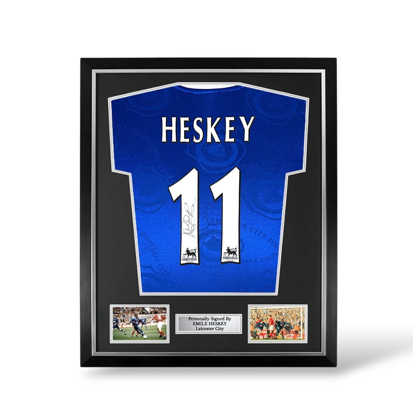 Emile Heskey Signed Leicester City 1996-98 Home Shirt- Deluxe Framed