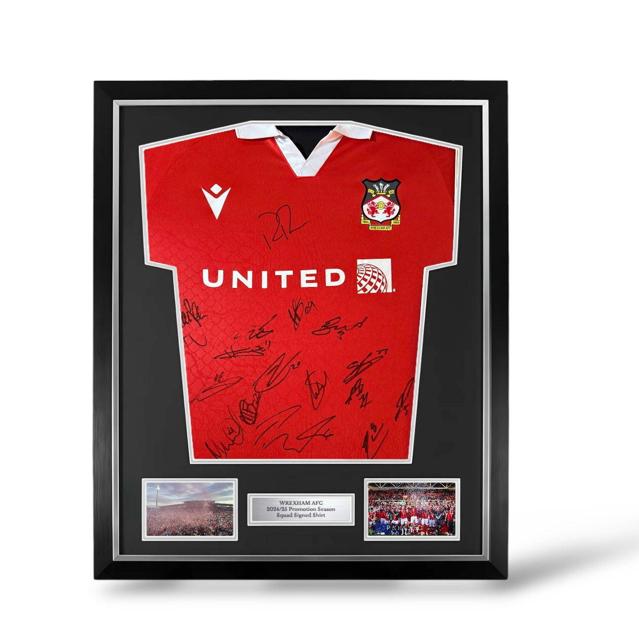 Wrexham AFC 2024/25 Squad Signed Home Shirt- Deluxe Framed