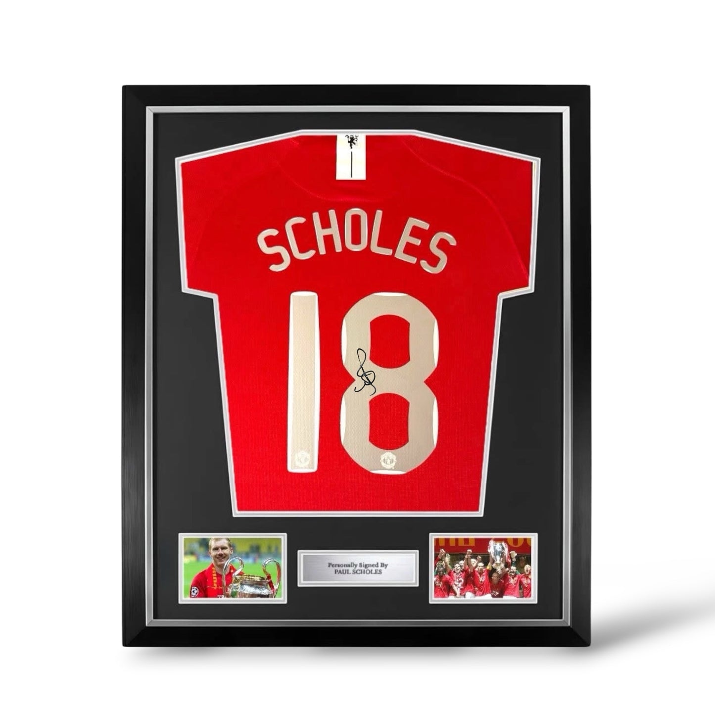 Paul Scholes Signed Manchester United 2008 Champions League Home Shirt- Deluxe Framed