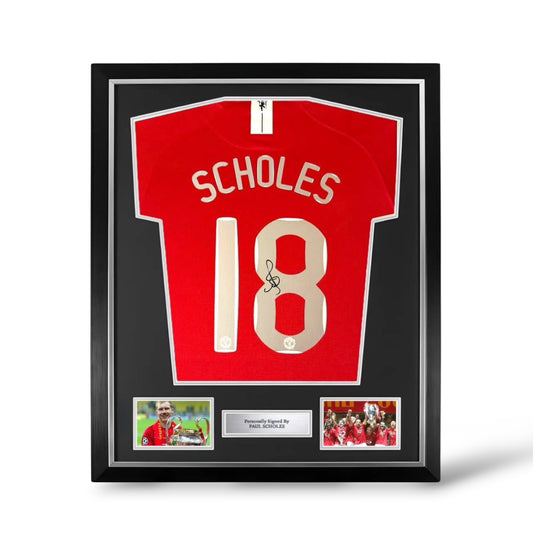 Paul Scholes Signed Manchester United 2008 Champions League Home Shirt- Deluxe Framed