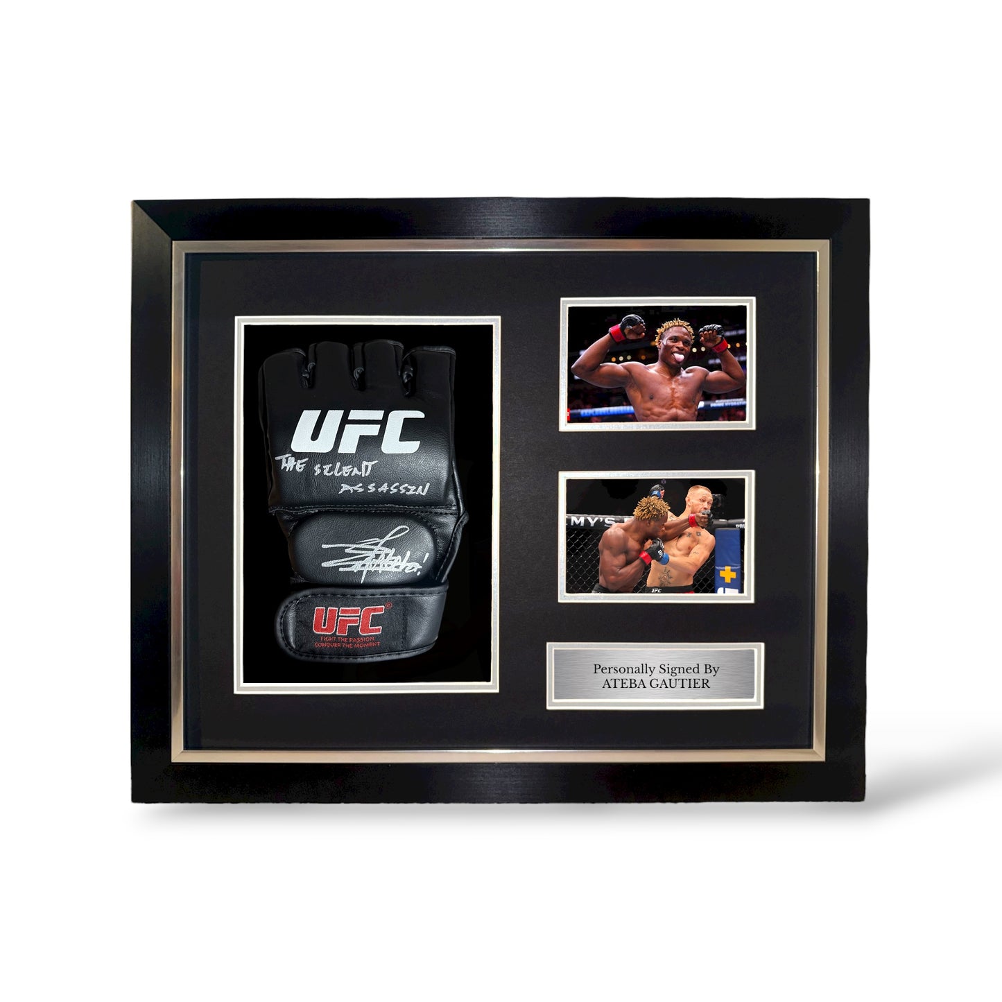 Ateba Gautier ‘The Silent Assassin’ Signed UFC Glove- Deluxe Framed