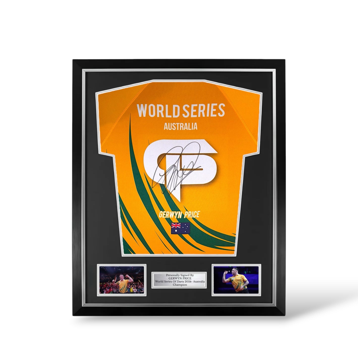 Gerwyn Price Signed World Series Of Darts 2024 Australia Shirt- Deluxe Framed